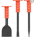 Heavy-Duty Masonry Chisel Set with Thick Protective Handles: Includes Tile and Concrete Chisels, Ideal for Brickwork, Demolition, Stonework, Carving, and Concrete Breaking. (8in 11in 11in)