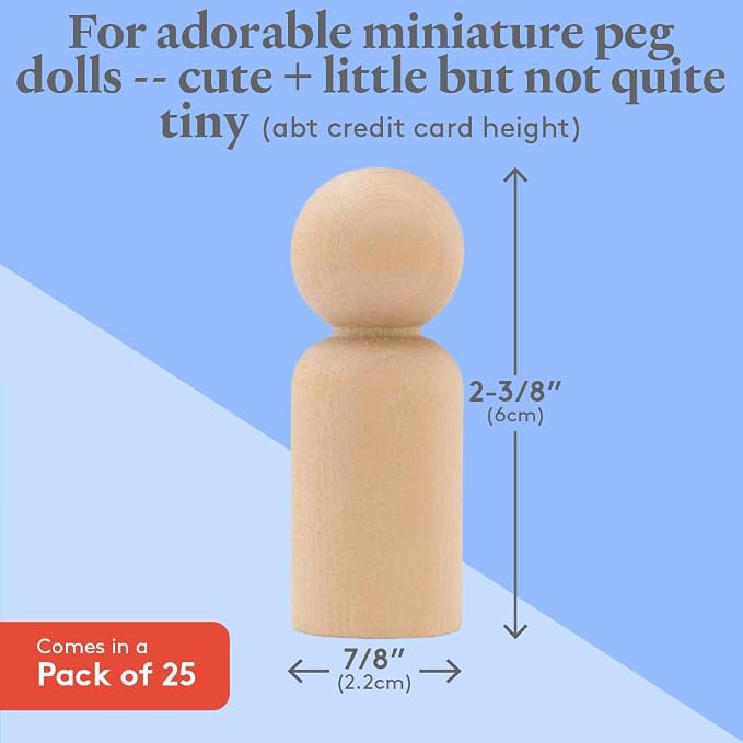 Wood Peg Dolls, 2-3/8 Inch Dad Shape Wooden Peg People, Strong Birch Wooden - Image 4