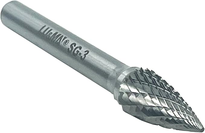 SG-3 Double Cut Tree Shape Tungsten Carbide Rotary Burr with 1/4" Shank for Die Grinder and Drill by LU&MN
