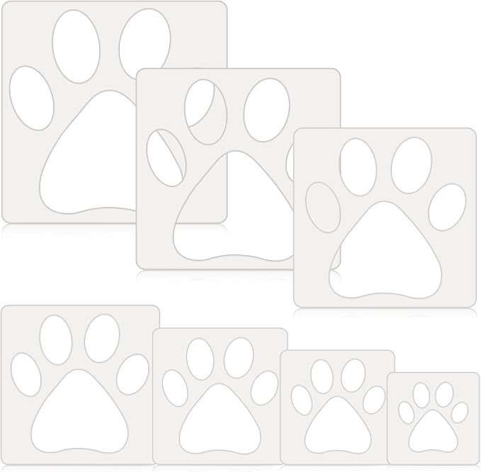Teling 14 Pcs Paw Stencil for Printing Large Cat Dog Paw Painting Stencils by Teling