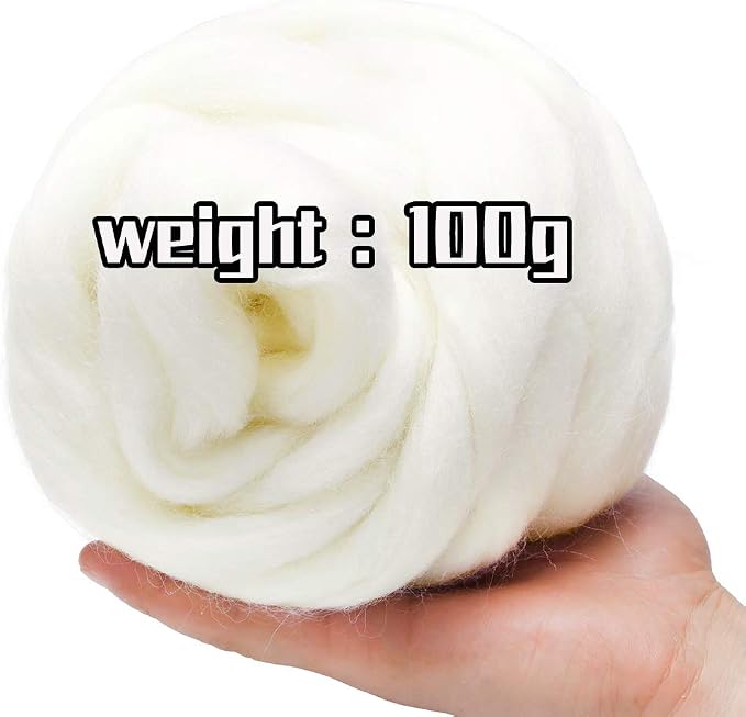 3.53oz Wool Roving: Needle Felting Wool White Roving Wool Felting Supplies Pure - Image 8