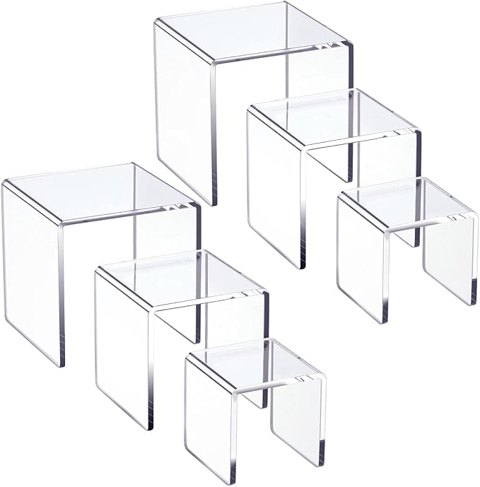 HIIMIEI Clear Acrylic Display Risers 2 Sets, 3-Tier Risers Stands Showcase by HIIMIEI
