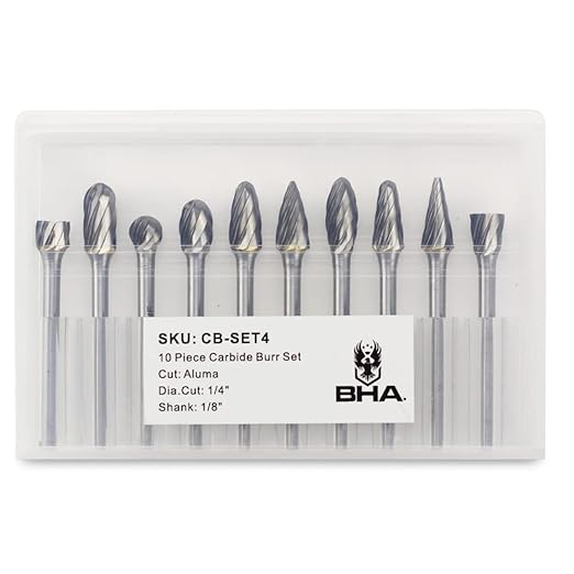 BHA Tungsten Carbide Burr Die Grinder Rotary Tool Bit Set for Aluminum and Other Non Ferrous Material Engraving and Precision Work, Aluma Cut with 1/8” Shank - 10 Pieces