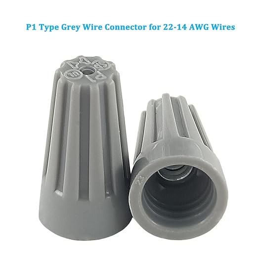 UL Listed Grey Electrical Wire End Connectors Ribbed Caps Bulk 1000 Pack Small Twist-on Wire Connectors Nuts 22-14 AWG,P1 Type Screw Terminals