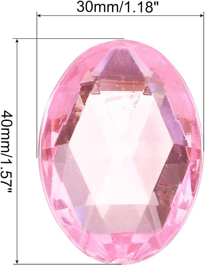 MECCANIXITY 10Pcs Acrylic Oval Gems 30x40 mm Flat Back Artificial Rhinestones - Image 2