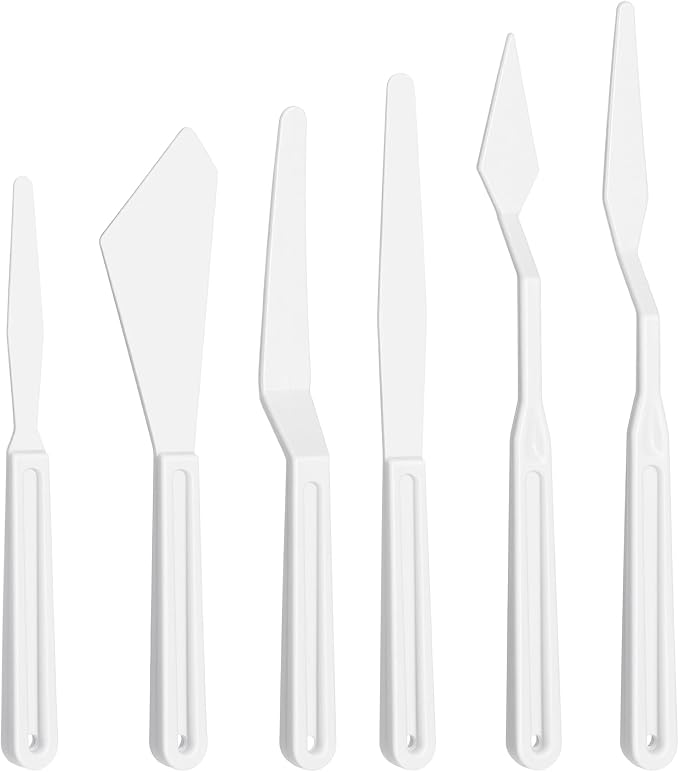 6 Pcs Plastic Palette Knive, Thin & Flexible Plastic Spatula Set, Art Palette - Image 2