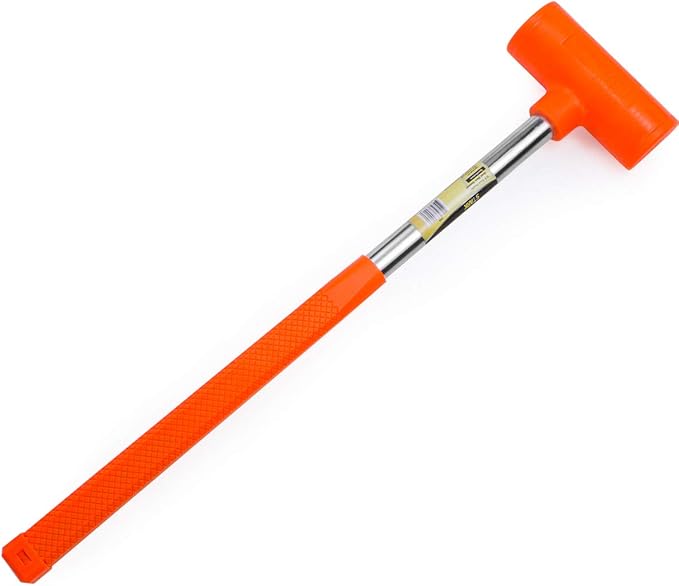 Stark USA 9-Pounds Dead Blow Hammer Mallet with Non-Marring Rubber Coating 9lbs Head Checkered Grip Handle Rebound Resistant Unibody Molded, Orange
