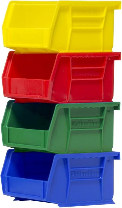 Akro-Mils 30210 AkroBins Plastic Hanging Stackable Storage Organizer Bin, 5-" x 4-" 3-", Blue, 24-Pack