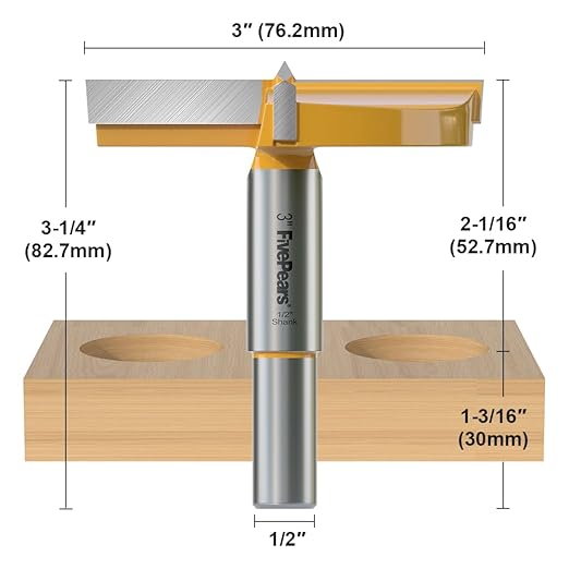 FivePears Forstner Drill Bit 1/2 inch Shank, 3 inch Cutting Diameter, Carbide Tipped Wood Hole Saw Auger Opener, Hole Opener Hinge Hole Cutter for Woodworking, Plastic, Plywood Products