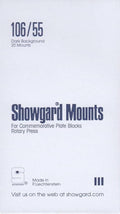 Pre-cut Black Stamp Mounts Size 106/55 by Showgard
