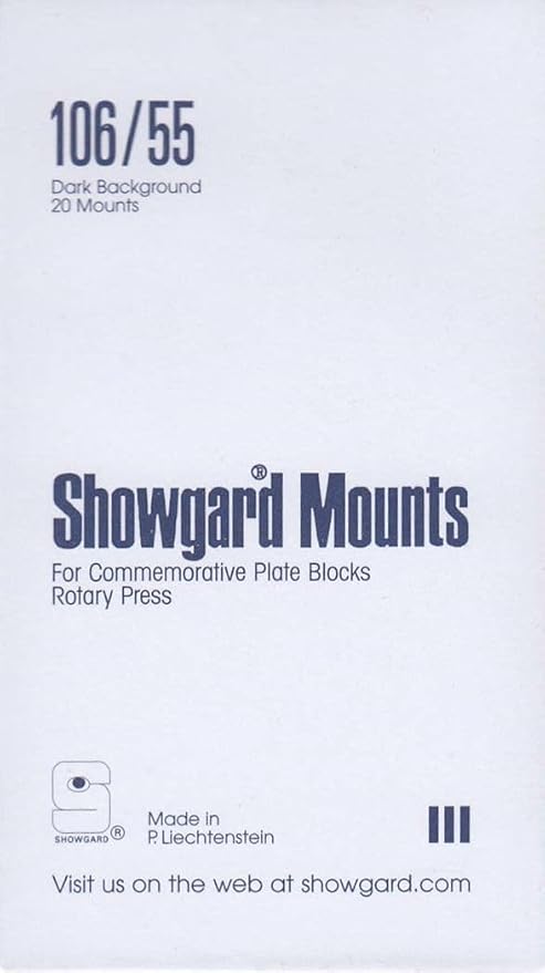 Pre-cut Black Stamp Mounts Size 106/55 by Showgard