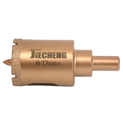Brazed Diamond 1-1/4 inch Hole Saw with Center Drill Bit for Ceramic,Porcelain,Tile,Glass,Granite Quartz,Marble,Gemstone,Dry Drilling 32mm