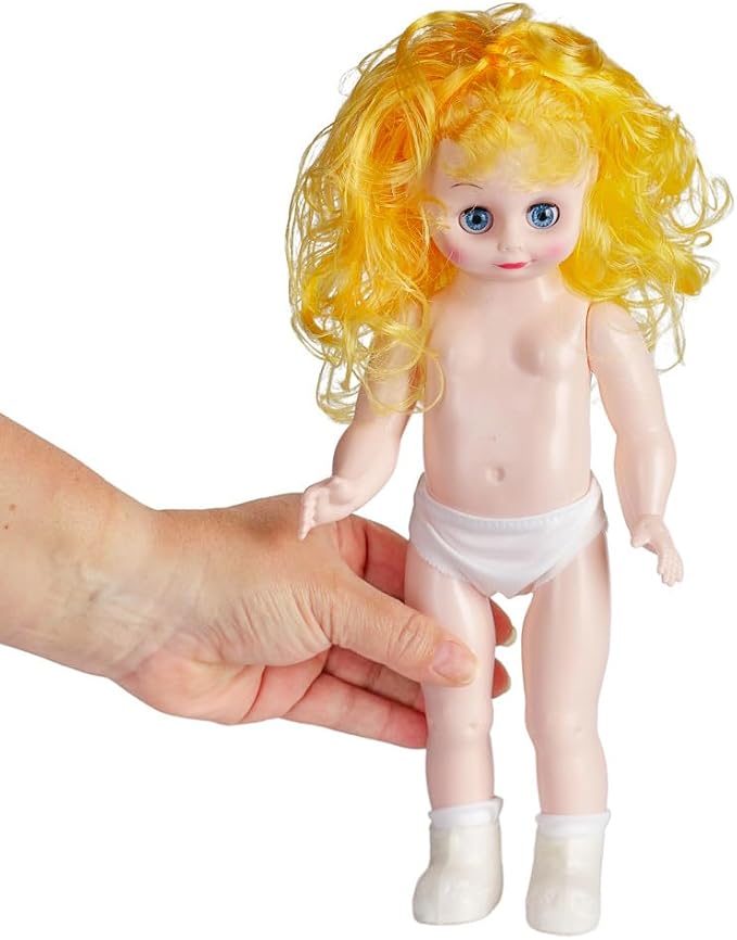 3 Golden Blonde Full‑Body Dolls – Plastic Craft Doll Models - Image 4
