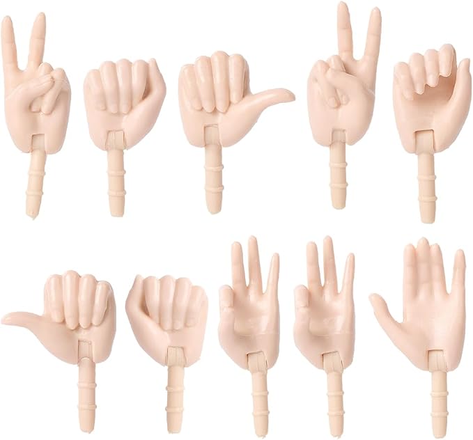 GORGECRAFT 1 Box 10 Styles Jointed Doll Hands Plastic Tiny Finger Hands by GORGECRAFT
