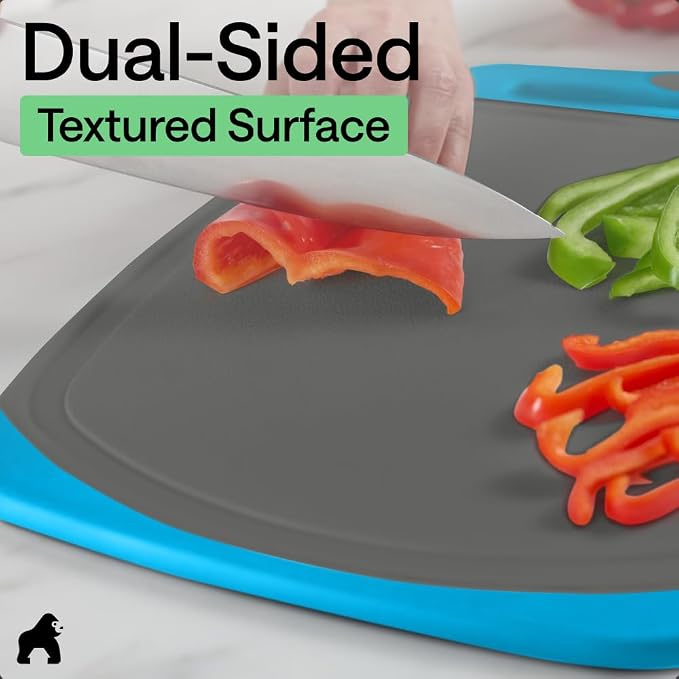GORILLA GRIP BPA-Free Reversible Kitchen Cutting Board Set of 3, US Designed - Image 6