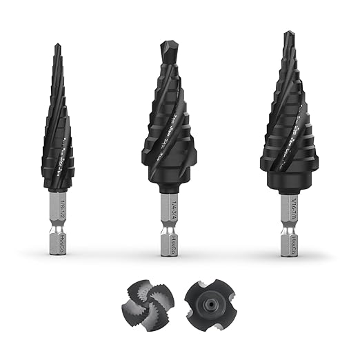 Cobalt Steel Step Drill Bit Set - 3PCS 30 Sizes for Metal, Impact-Ready Step Bits for Steel with Titanium Coating & Aluminum Case | Professional Metal Drill Bit Kit(3pc)