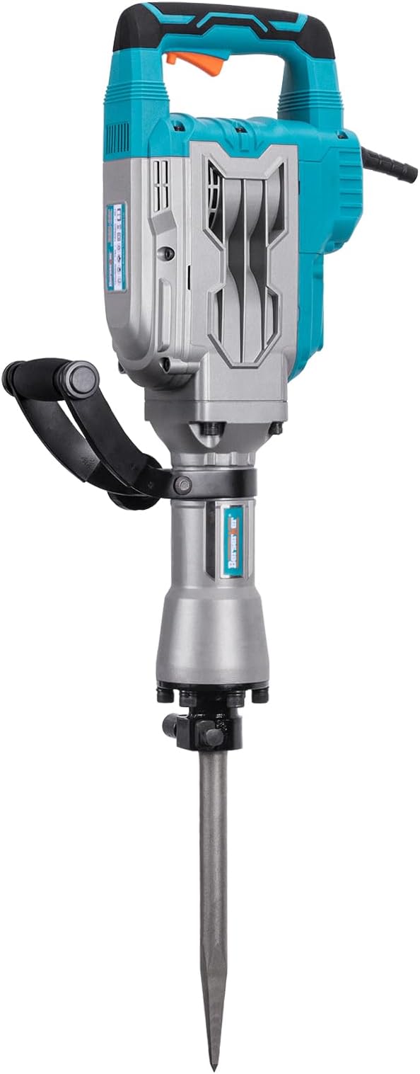 Berserker 1700W 30-Pound Demolition Jack Hammer with 1-3/16" Hex, 14-Amp Corded Electric Heavy Duty Demo Chipping Hammer Concrete/Pavement Breaker with Carrying Case Flat Chisel Bull Point Chisel