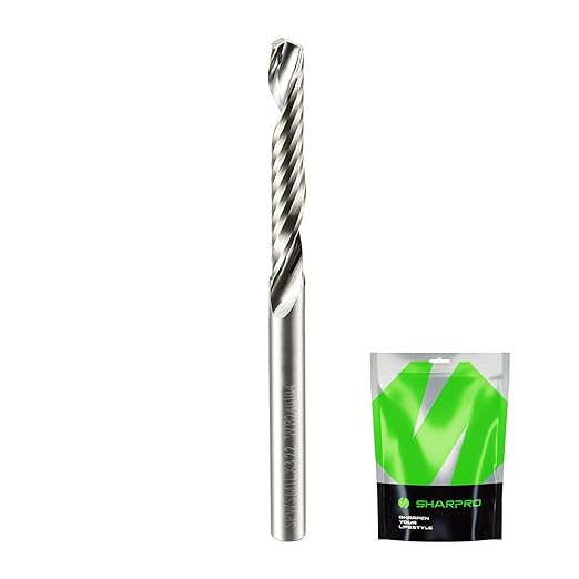 O Flute Upcut Spiral Router Bit 1/8 Inch Shank 1/8 Inch Cutting Dia. Carbide Single Flute CNC Router Bit, Ideal for Aluminum, Plastic, Acrylic, Wood, MDF and PVC