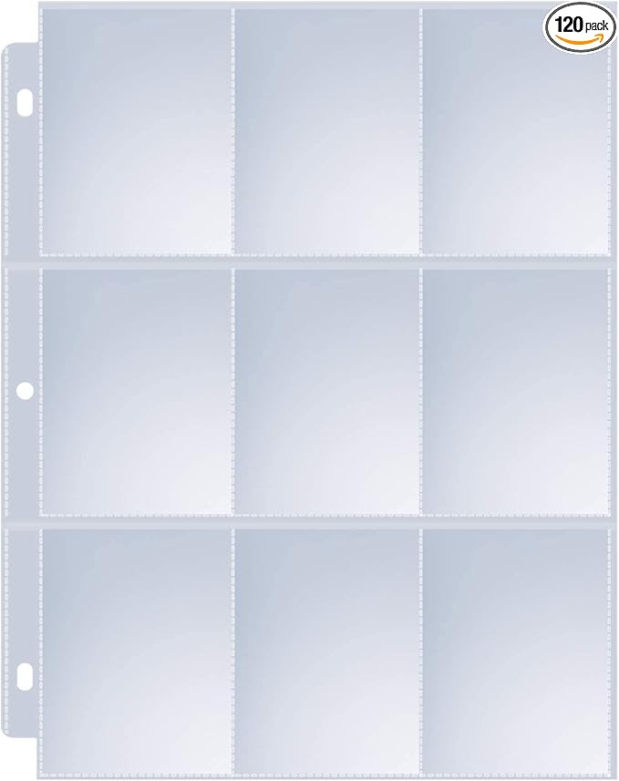 120 Pack 9 Pocket Page Protectors, Sooez Single Sided Trading Card Sleeves by Sooez