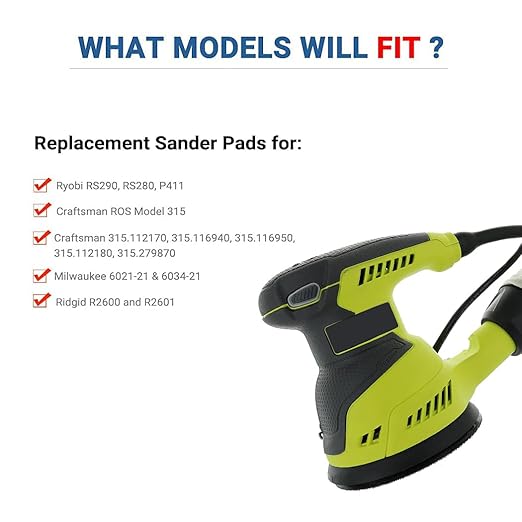5 Inch Sander Hook and Loop Replacement Pad for Ryobi RS290 RS280,5 Inch 8 Hole Universal Hook and Loop Orbital Sander pad for Craftsman（3 Pack）