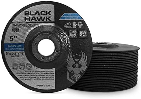 BHA Metal and Stainless Steel Depressed Center Cut Off Wheels for Angle Grinders, 5” x .045” x 7/8” - 25 Pack