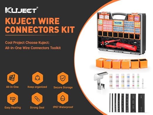 Ultimate All-in-ONE Heat Shrink Solder Seal Wire Connectors Kit – Wire Striper, Heat Gun, Kuject 2000PCS Waterproof Solder Stick Butt Connectors, Electrical Wiring Connector Kit for Marine Automotive