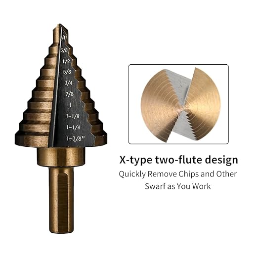 Step Drill Bits, 5PCS HSS Titanium Step Drill Bit Set,50 Sizes High Speed Steel Step Bits for with Aluminum Case