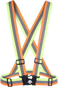 Dazonity High Visibility Safety Vest,Lightweight,Adjustable & Elastic Vest,Hi Vis Reflective Strips, Fit for Men & Women, Construction,Cycling, Runnning, Surveyor, (Yellow & Orange)