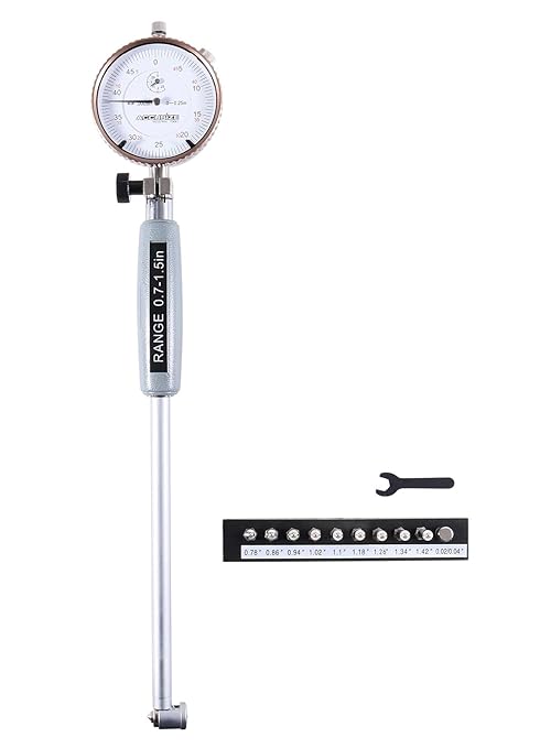 Accusize Industrial Tools 0.7-1.5'' by 0.0005'' Ddial Bore Gauges, Stem Length 6'', Ee20-5015