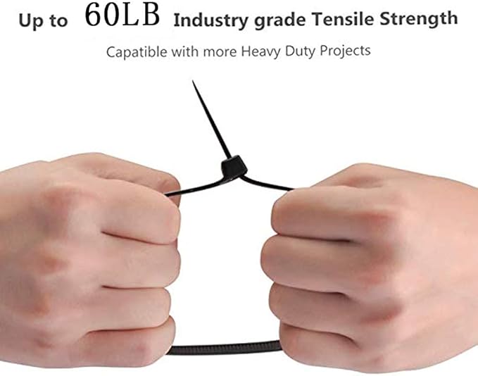 Black zip ties large Cable ties Nylon zip ties 16 inch long Zip ties100 per pack Environmentally friendly Industrial quality Uses 3 latches for stronger locks With 60 Pounds Tensile