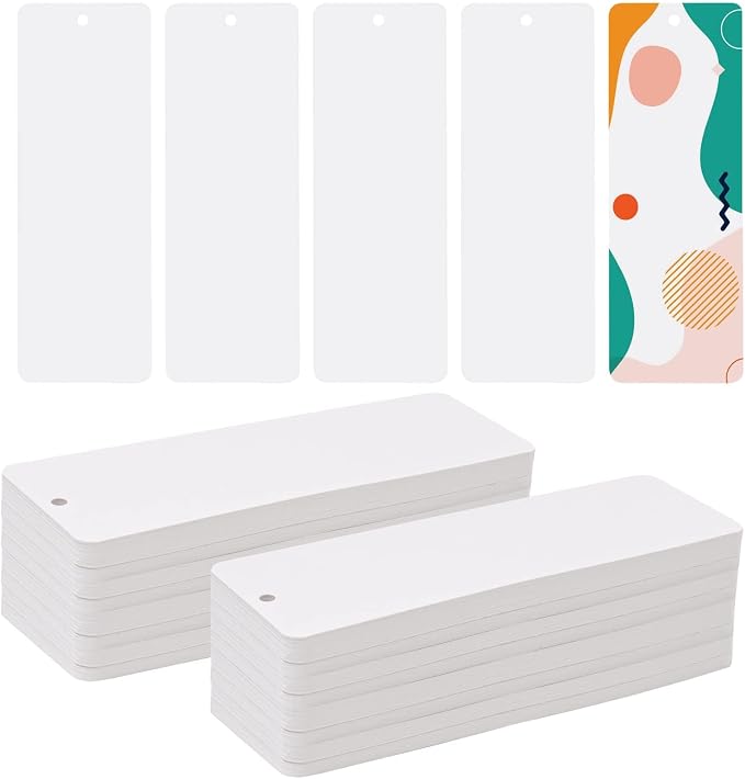 150 Pack DIY Craft White Bookmarks Blank Cardstock Bookmarks by SBYURE