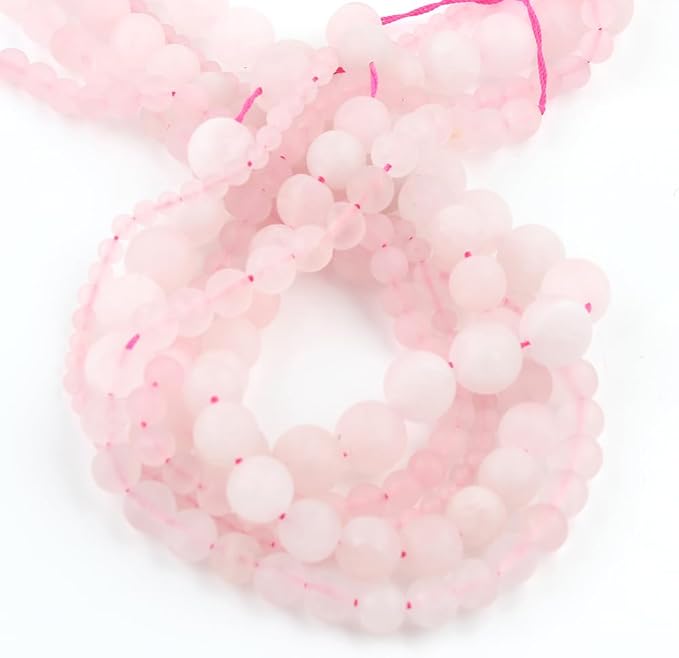 36pcs Natural Matte Pink Quartz Gemstone Beads，10mm Frosted Round Loose Stone - Image 7