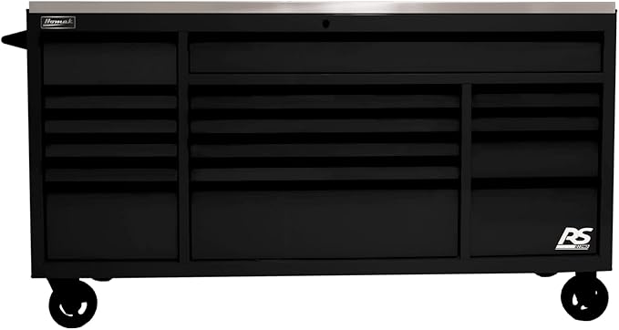 Homak 72” Roller Cabinet w/Stainless Steel Top RS Pro Workstation (Midnight Black)