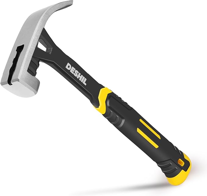 22 oz Claw Hammer with Fiberglass Handle, Drop Forged One Piece Claw Hammer, All Purpose Hammer, Smooth Face, Shock-Absorbing Grip