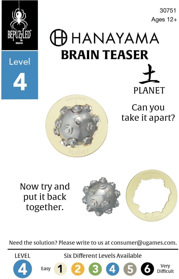 BePuzzled |Planet Hanayama Cast Metal Brain Teaser Puzzle Level 4 Mensa-Rated - Image 2