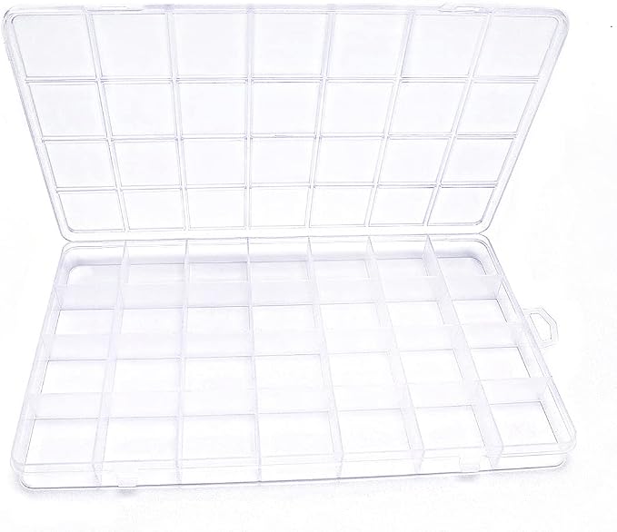 IOOLEEM 28 Grids Plastic Bead Organizer Box, Organizer Container Storage Box by IOOLEEM