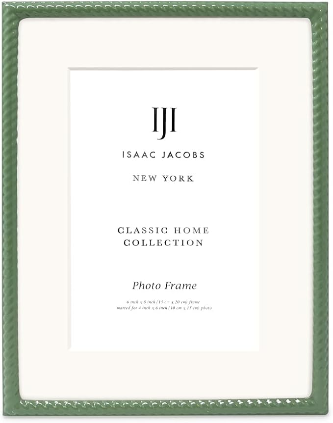 Isaac Jacobs 6x8 Green Metal Rope Border Picture Frame, Horizontal & Vertical - Image 2