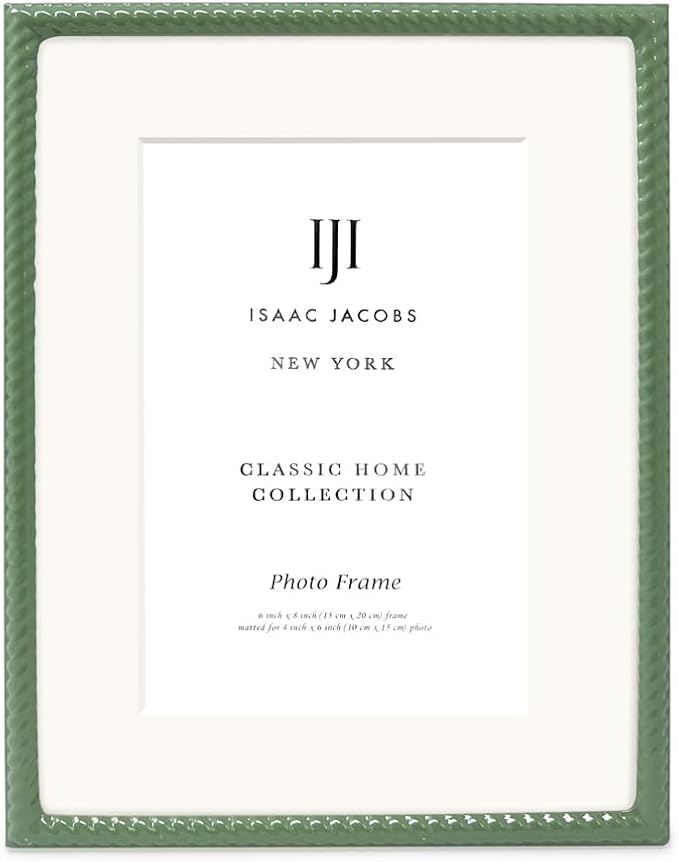 Isaac Jacobs 6x8 Green Metal Rope Border Picture Frame, Horizontal & Vertical - Image 2