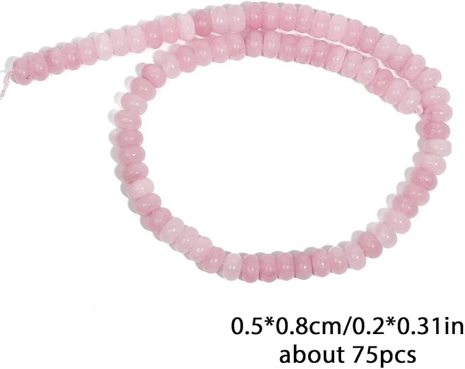 Songxi 5x8mm Natural Pink Stone Rondelle Beads, Gemstone - Image 7