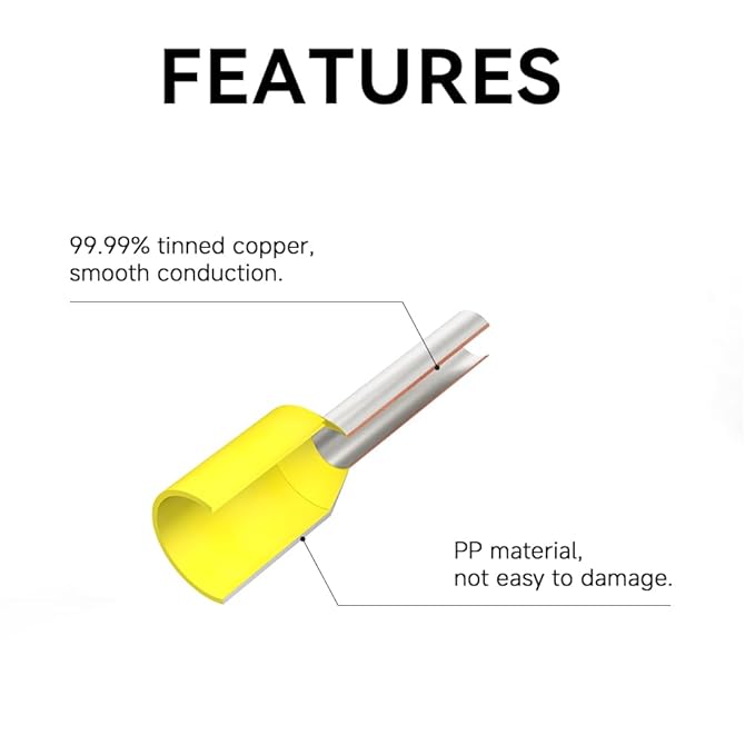 HKS 1000PCS Wire Ferrule Connectors - AWG 18-1.0mm² Copper Barrel Pin Cord Ends Insulated Ferrules Terminals - E1008 Blue