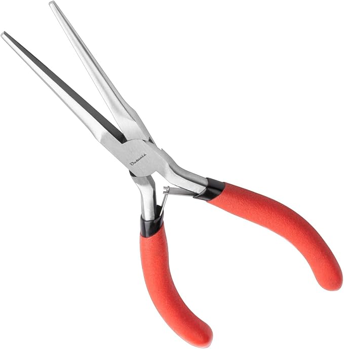 Needle Nose Pliers 6 Inch - Precision Pliers with Extra Long Tapering and Non-Serrated Jaws for Jewelry Making, Bending Wire and Small Object Gripping - Pack 1