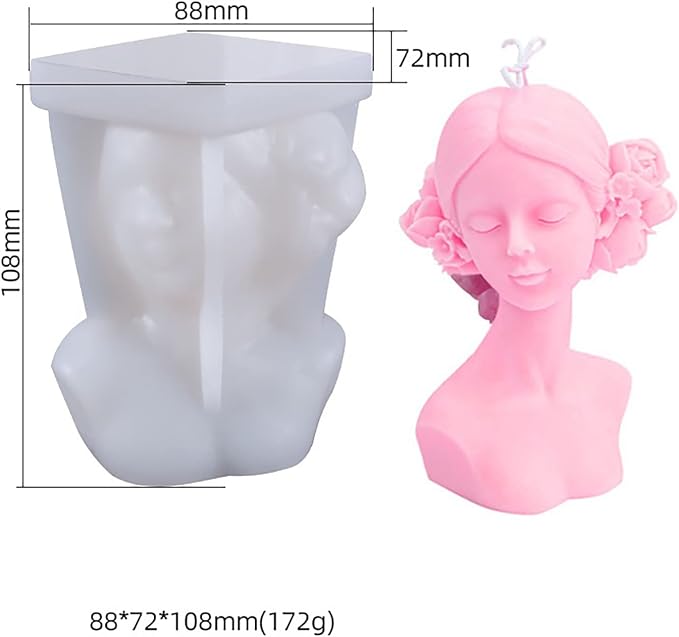 2 Pack Braid Girl Shape Portrait Candle Resin Mold - Image 3