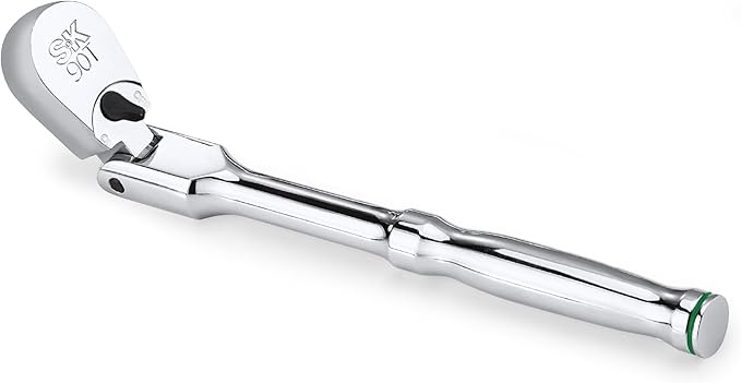 SK 1/4" Drive Flex Head Ratchet Handle, 90-Tooth Ratchet, Premium CR-V Construction, Reversible Design, with Contoured Handle