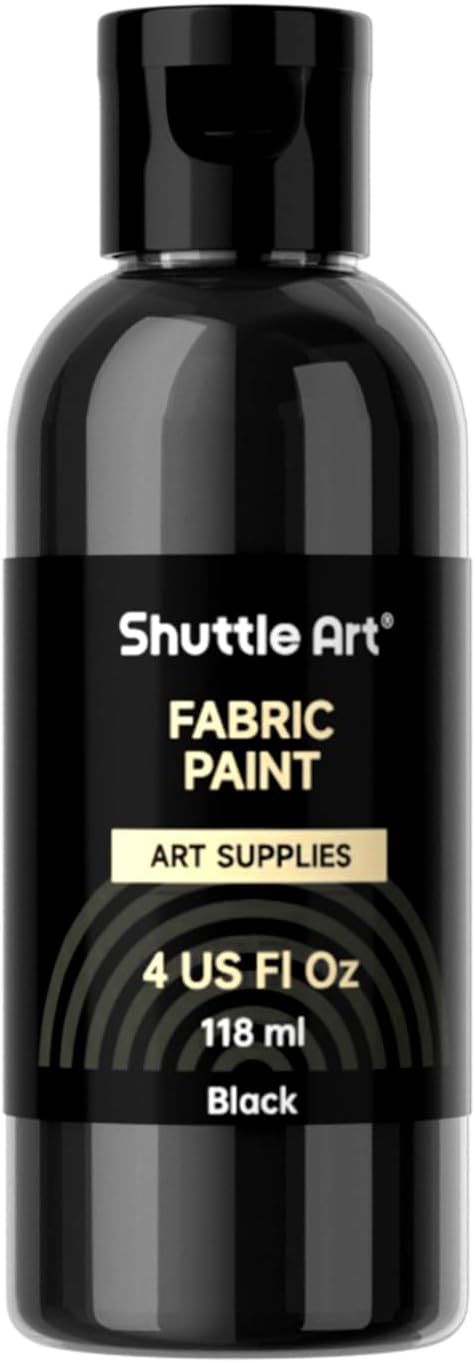 Shuttle Art Black Fabric Paint, 4 oz Fabric Paint by ShuttleArt