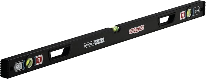 CHANNELLOCK 48-Inch, Professional-Grade Magnetic Aluminum Box Level with Solid Block Acrylic Vials, 5200-0048M
