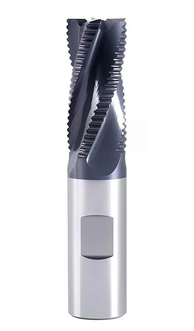 Accusize Industrial Tools 3/4'' Fine Tooth M42 8% Cobalt Tialn Roughing End Mill, 3/4'' Shk Dia, 1-5/8'' Flute Length, 3-3/4'' Oal, 4 Flute, 1104-0034