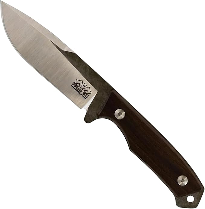 Prandi Cortel Traditional Fixed Blade Knife – Bushcraft Full Tang Survival Knife with Handmade Leather Belt Sheath for Hunting, Camping, Tactical, and Outdoor Field Use – AISI420MoV Steel – 3.076.T