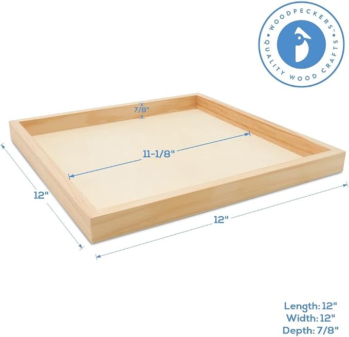 Wood Canvas Panel Cradled 12 x 12 inch, Shadow Box, & Tray Crafts, by - Image 2