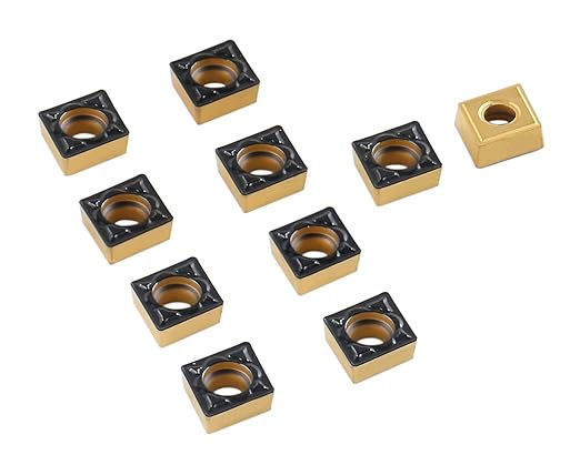 Accusize Industrial Tools Ccmt21.51-Md Cvd Coated Carbide Inserts, 10 Pcs/Box, Black and Yellow, 2200-1008