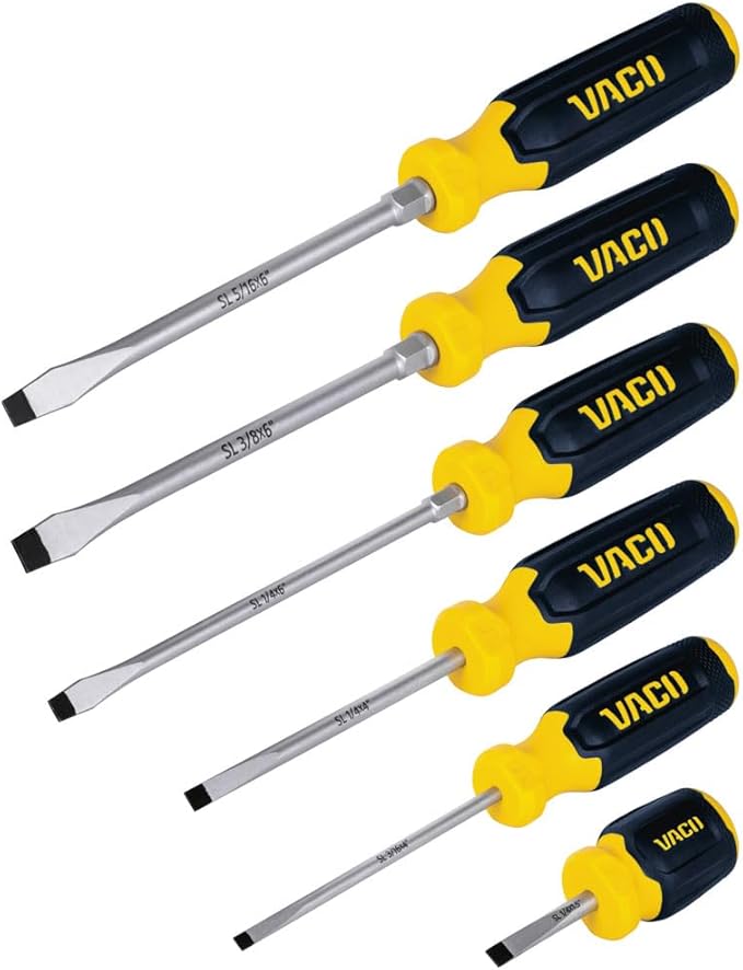 VACO VAC7122 12-Piece Screwdriver Set with Magnetizer, Phillips and Slotted Drivers, Laser-Etched Precision Blades and Comfort Handles